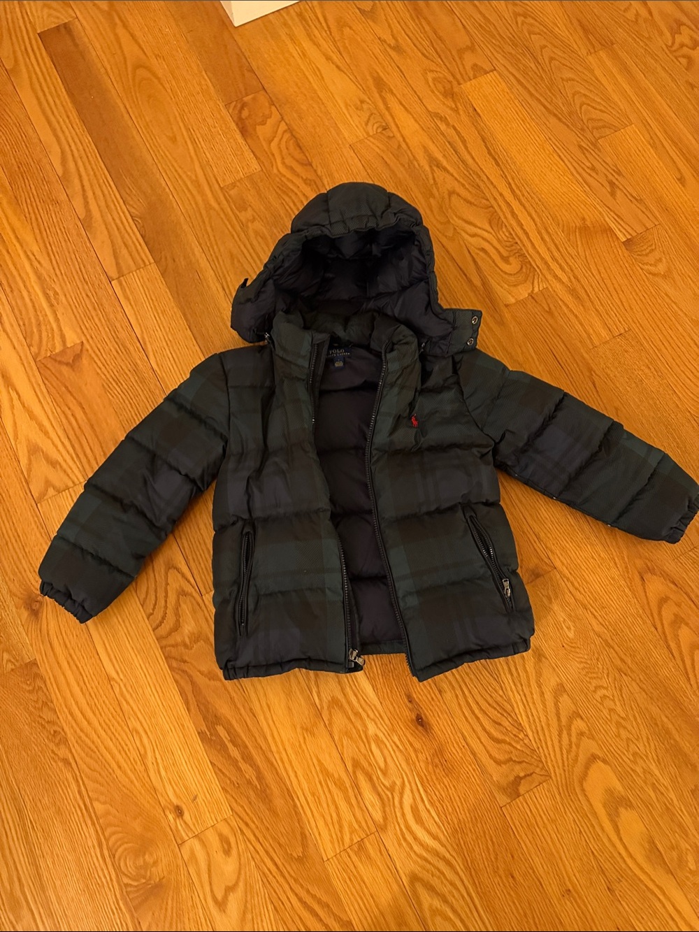 Polo by Ralph Lauren Black and Dark Green Puffer Jacket with Hood